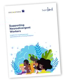 Cover of the report “Supporting Neurodivergent Workers” by Superfriend and Specialisterne is shown.